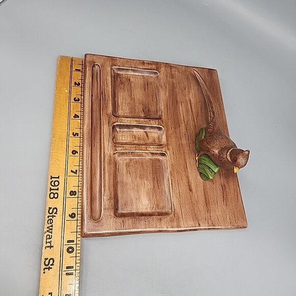 Vintage Ceramic Pheasant Desk Caddy Brown Handpainted - Picture 5 of 8